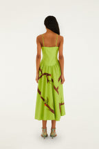 Green Birds Smocked Maxi