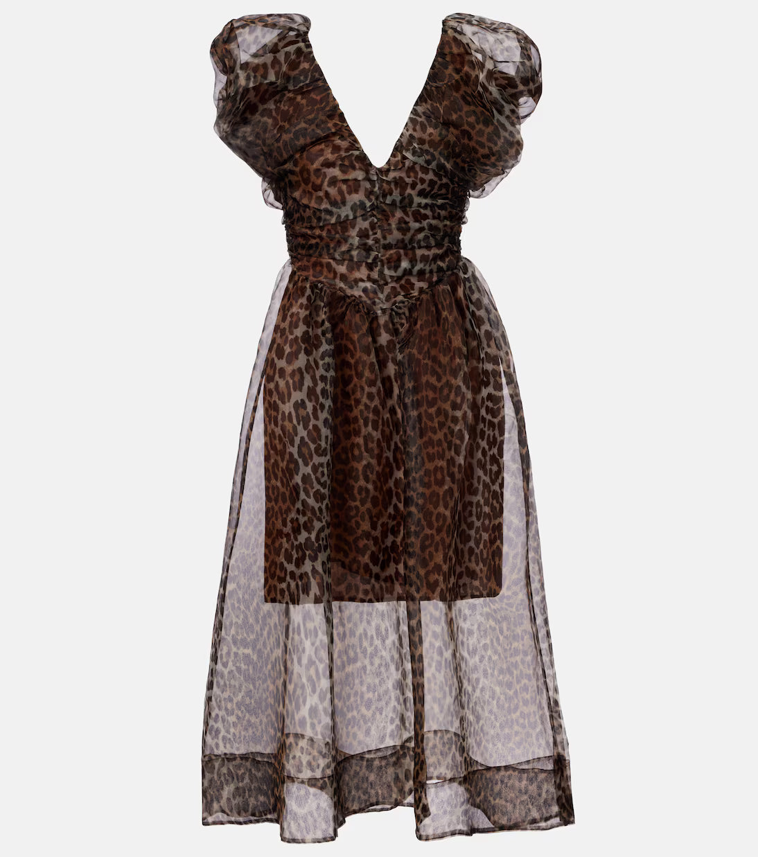 Organza Leopard Print Midi