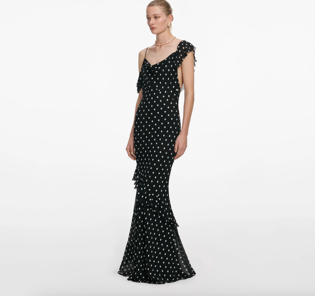 Polka Dot Georgette Maxi