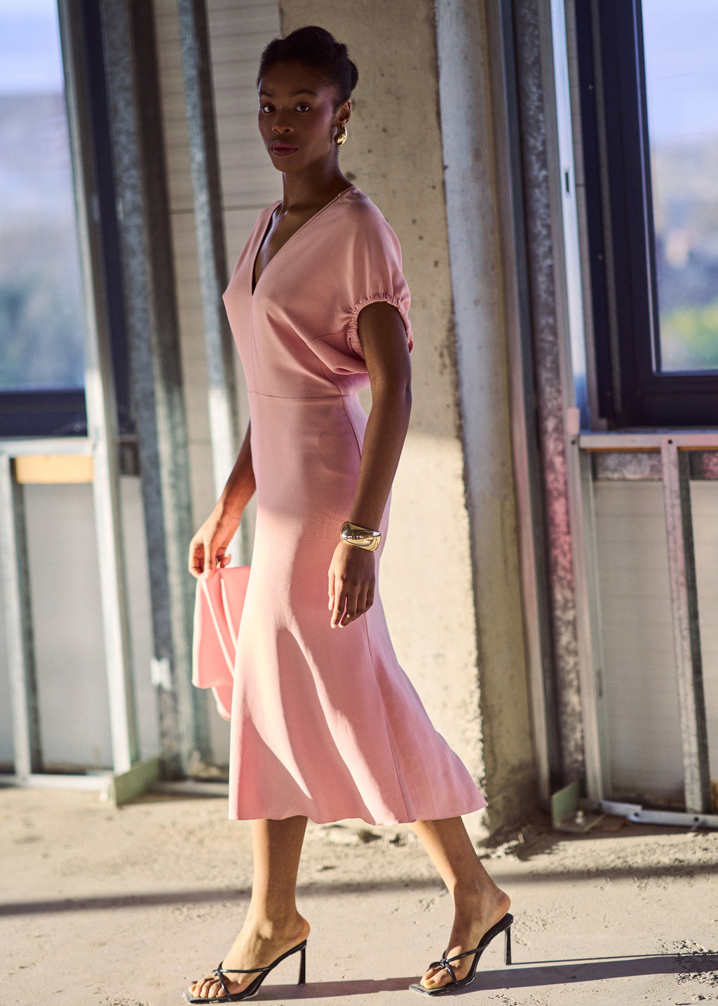 Gathered midi dress